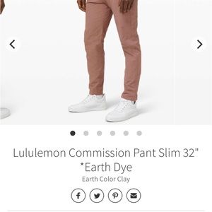 Lululemon Commission Slim-Fit Men’s Pant Size 32x32 cotton. Earth dye.